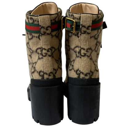 Gucci GG Pattern Sherry Line Wool Ankle Boots 583349 Size 38 Equivalent to 25cm