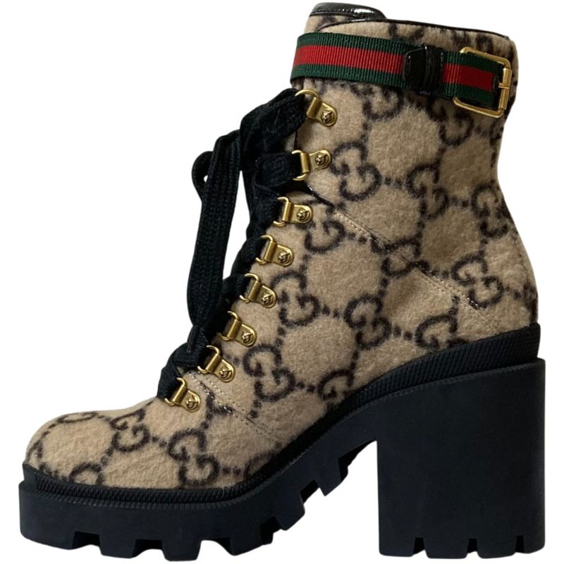 Gucci GG Pattern Sherry Line Wool Ankle Boots 583349 Size 38 Equivalent to 25cm