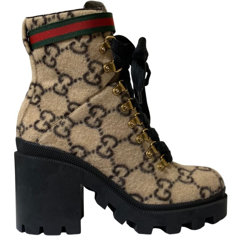 Gucci GG Pattern Sherry Line Wool Ankle Boots 583349 Size 38 Equivalent to 25cm