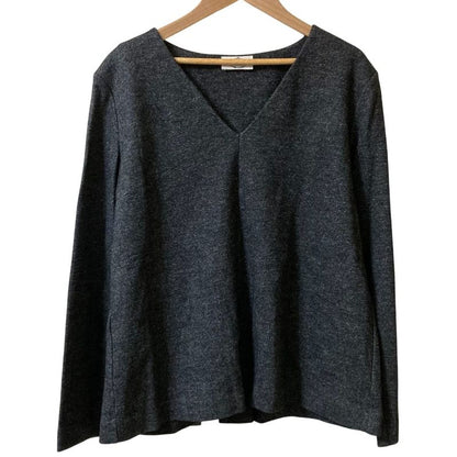 Prada Sport V-Neck Long Sleeve Wool Blouse XL Size Gray Women's Preowned Used