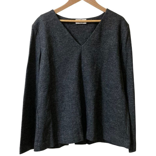 Prada Sport V-Neck Long Sleeve Wool Blouse XL Size Gray Women's Preowned Used