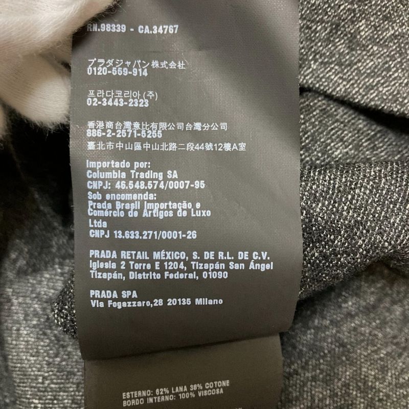 Prada Sport V-Neck Long Sleeve Wool Blouse XL Size Gray Women's Preowned Used