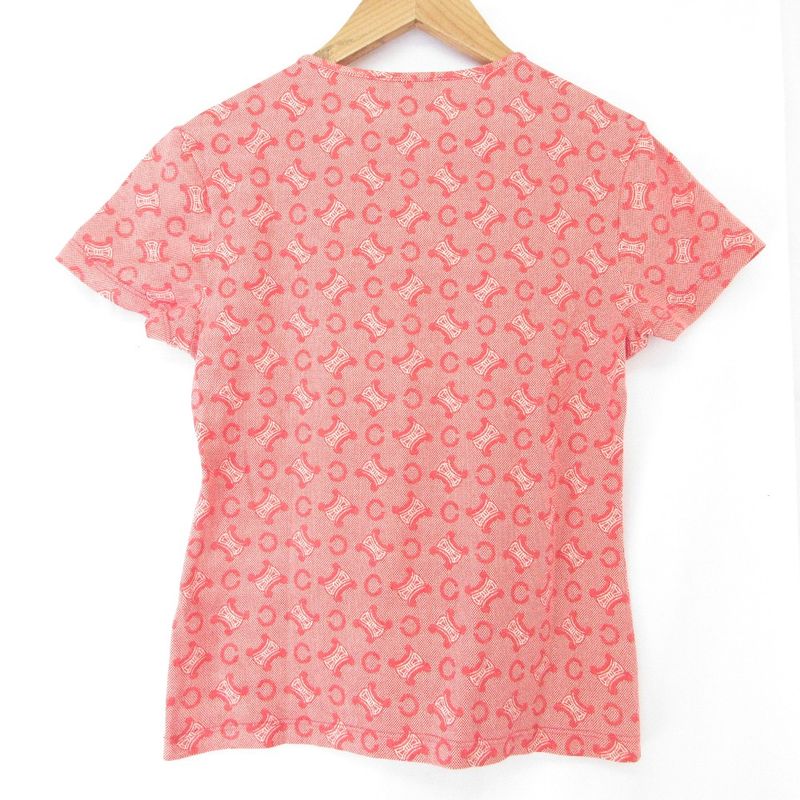Celine Monogram Logo Short Sleeve T-Shirt Ⅼ Size Pink Ladies Used