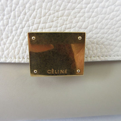 Good Celine Trapeze Small 2way Handbag White Gray Ladies Used