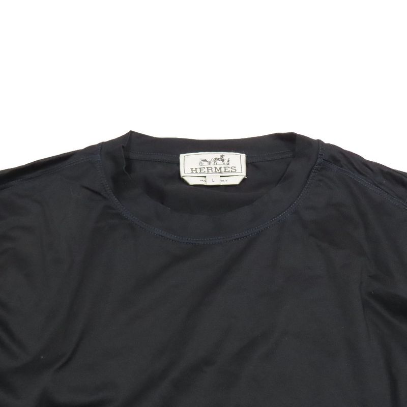 Hermes Blue Stitching Long Sleeve T-Shirt Cut and Sewn None Cotton Long Sleeve