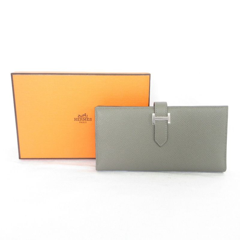 Hermes Bearn Souffle Vaux Epson Long Wallet Engraved U Grimeyer Men's Women's