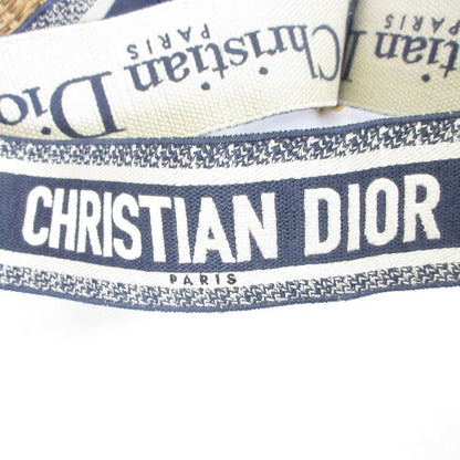 Christian Dior Oblique Wicker Shoulder Bag 63-Ma-1200 Navy Natural Women's