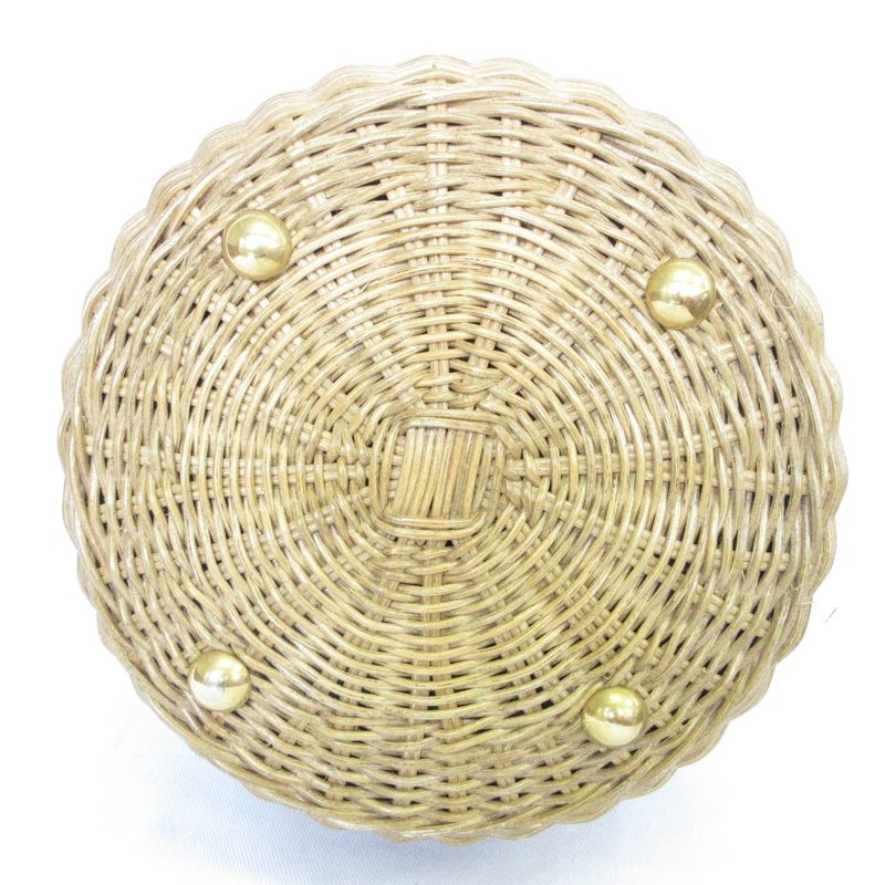 Christian Dior Oblique Wicker Shoulder Bag 63-Ma-1200 Navy Natural Women's