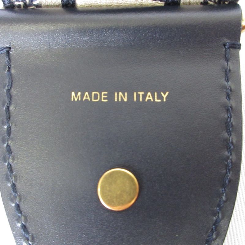 Christian Dior Oblique Wicker Shoulder Bag 63-Ma-1200 Navy Natural Women's