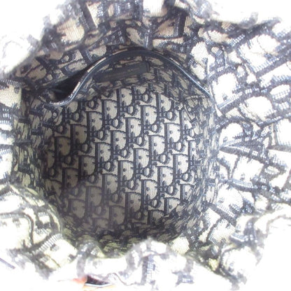 Christian Dior Oblique Wicker Shoulder Bag 63-Ma-1200 Navy Natural Women's