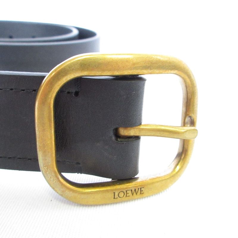 Good 24aw Loewe Round Soft Belt Calf 832441 Size 90 35 Black Men's Women's Used