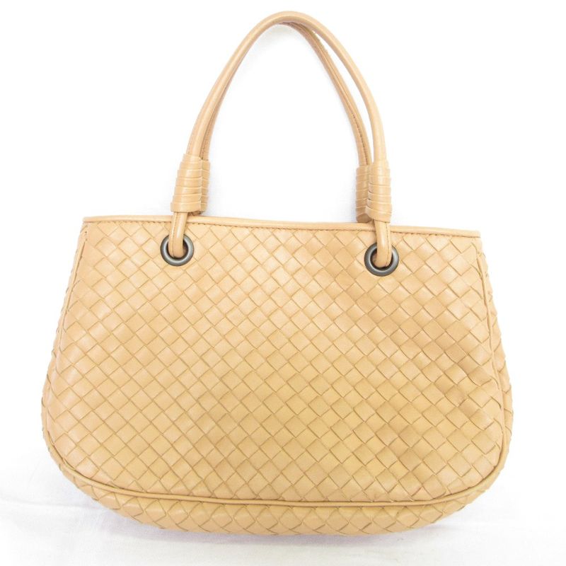 Good Bottega Veneta Intrecciato Satchel Handbag Pink Beige Ladies Used