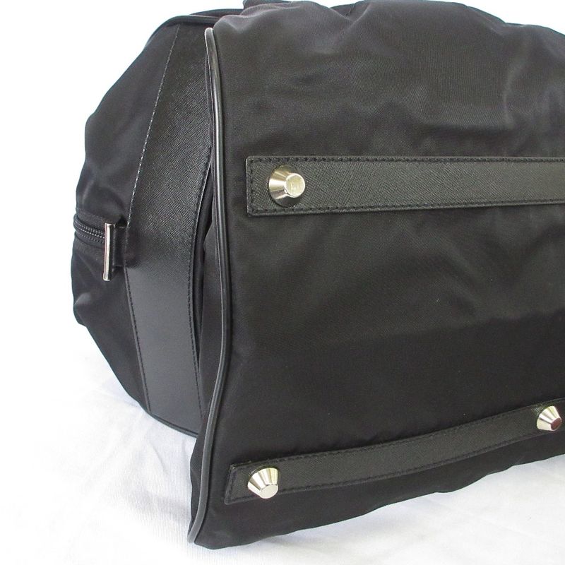 Good Prada Triangle Logo Plate Nylon 2way Boston Bag Shoulder Bag Black Men