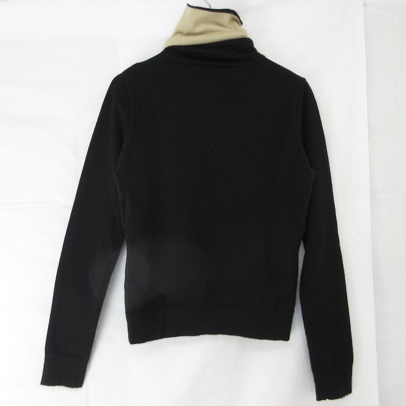 Good 04a Chanel Logo Turtleneck Cashmere Knit Sweater P24344 Size 38 Black