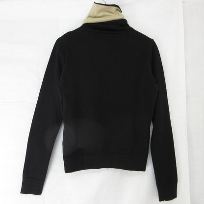 Good 04a Chanel Logo Turtleneck Cashmere Knit Sweater P24344 Size 38 Black