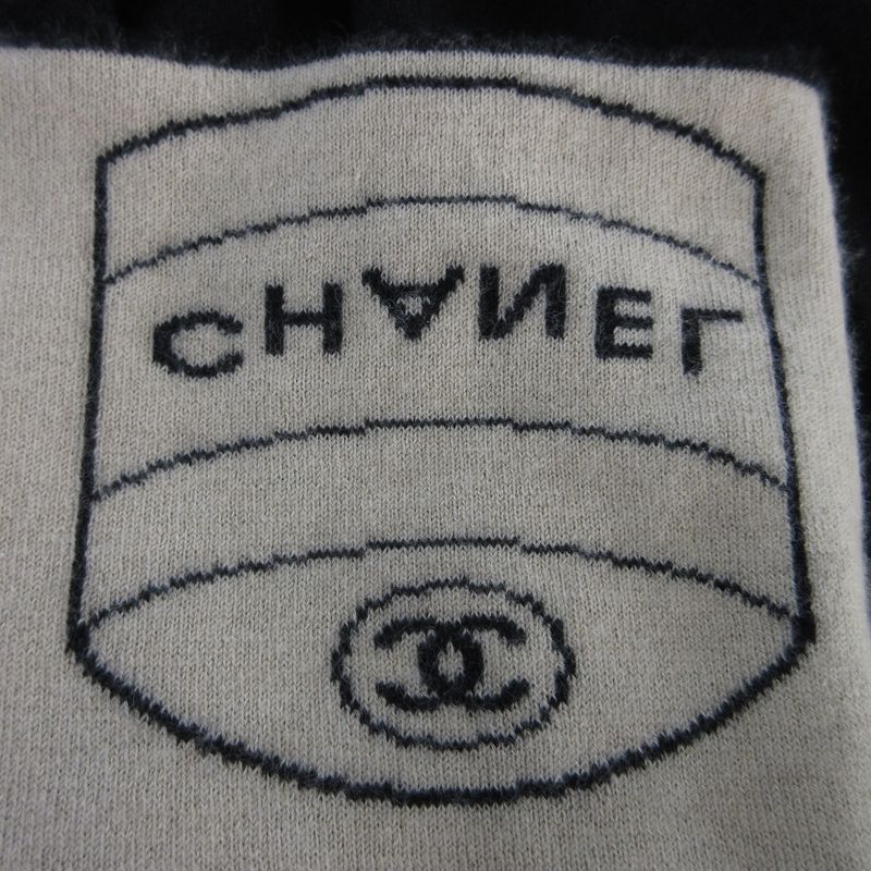 Good 04a Chanel Logo Turtleneck Cashmere Knit Sweater P24344 Size 38 Black