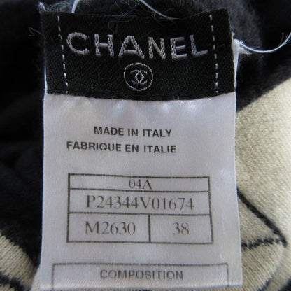 Good 04a Chanel Logo Turtleneck Cashmere Knit Sweater P24344 Size 38 Black