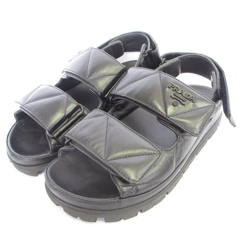 Prada Nappa Leather Quilted Sport Sandals 1x721md Size 35 1 2 Equivalent to