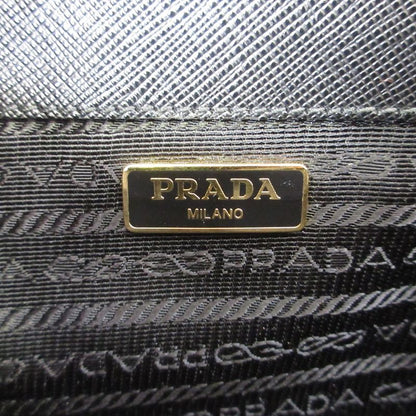 Good Prada Saffiano Leather Heart Motif Turnlock Chain Wallet Bt770c Black