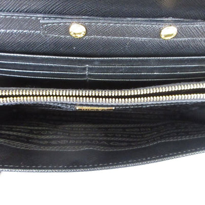 Good Prada Saffiano Leather Heart Motif Turnlock Chain Wallet Bt770c Black