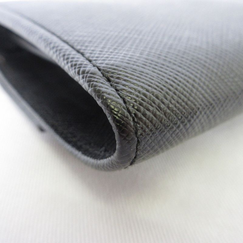 Good Prada Saffiano Leather Heart Motif Turnlock Chain Wallet Bt770c Black