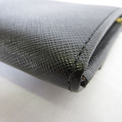 Good Prada Saffiano Leather Heart Motif Turnlock Chain Wallet Bt770c Black