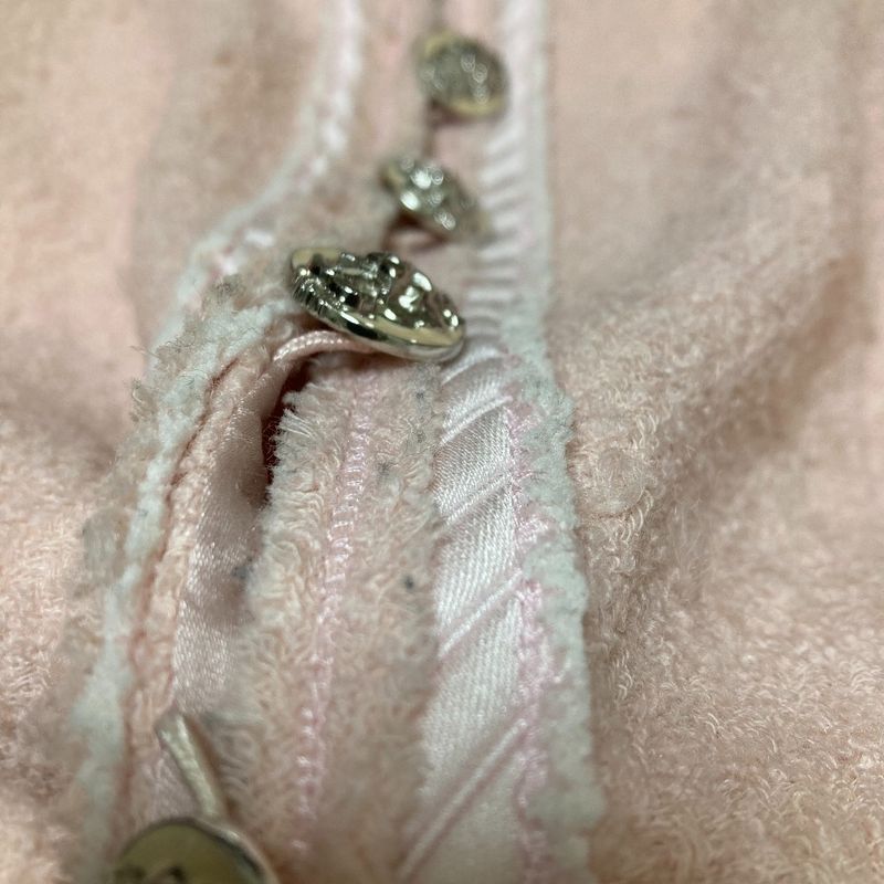 Good Chanel Lion Head Coco Button No Collar Tweed Jacket P36725 Size 38 Pink