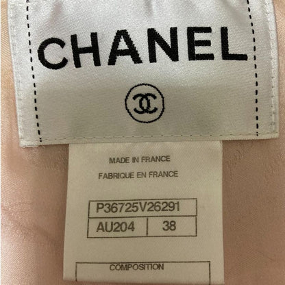 Good Chanel Lion Head Coco Button No Collar Tweed Jacket P36725 Size 38 Pink