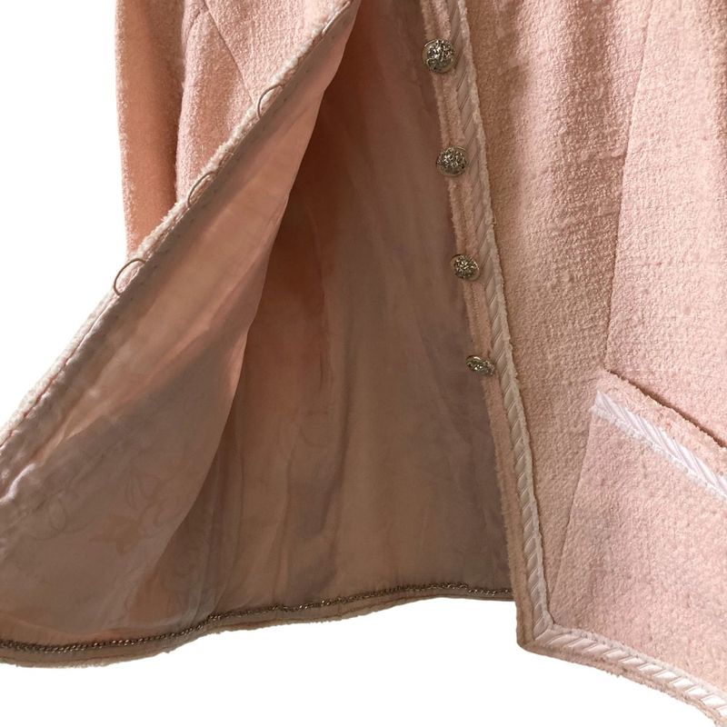 Good Chanel Lion Head Coco Button No Collar Tweed Jacket P36725 Size 38 Pink
