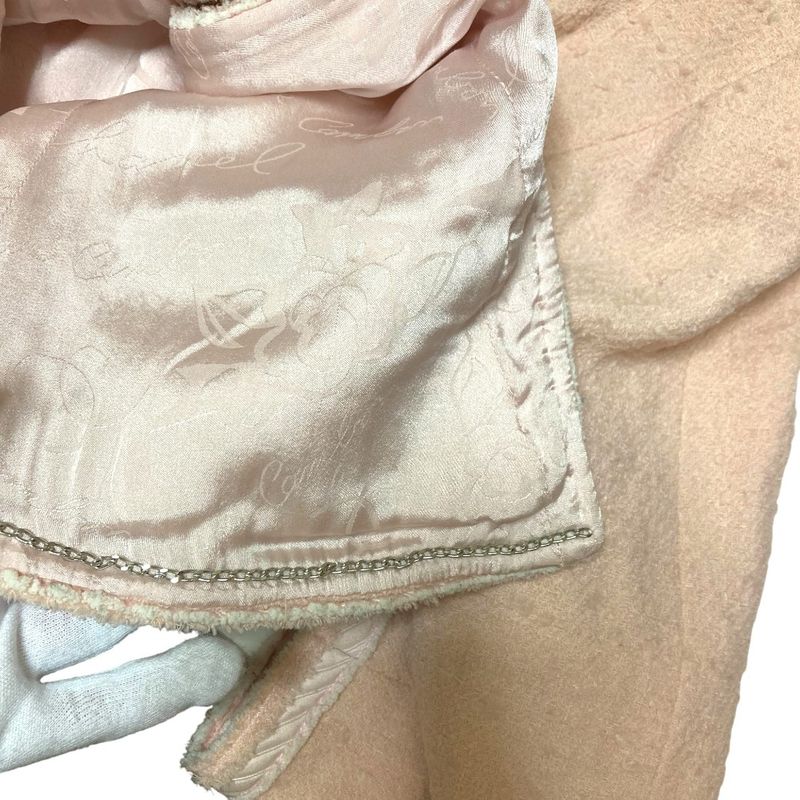 Good Chanel Lion Head Coco Button No Collar Tweed Jacket P36725 Size 38 Pink