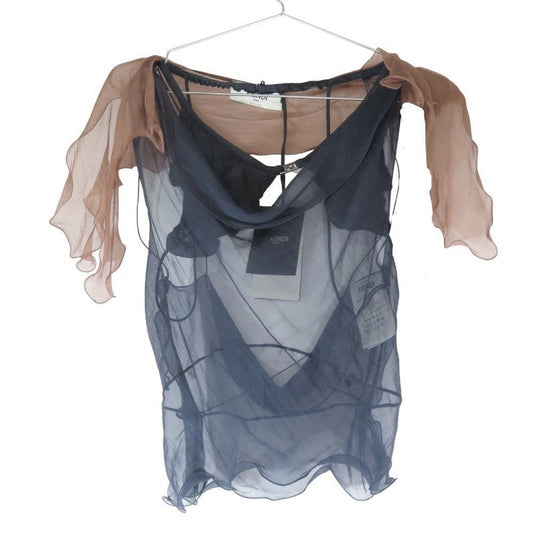 Unused 22 Fendi Silk Sheer Sleeveless Cut and Sewn Camisole with Inner Ff Logo