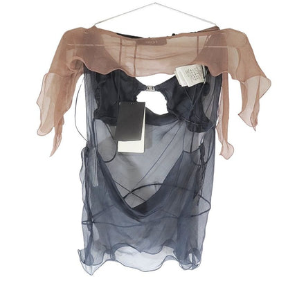 Unused 22 Fendi Silk Sheer Sleeveless Cut and Sewn Camisole with Inner Ff Logo