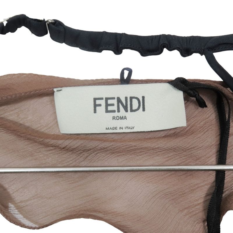 Unused 22 Fendi Silk Sheer Sleeveless Cut and Sewn Camisole with Inner Ff Logo