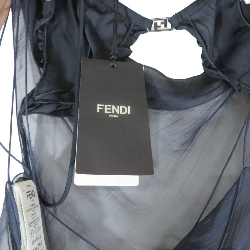 Unused 22 Fendi Silk Sheer Sleeveless Cut and Sewn Camisole with Inner Ff Logo