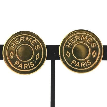 Hermes GP Serie Round Earring Gold Color Ladies Used