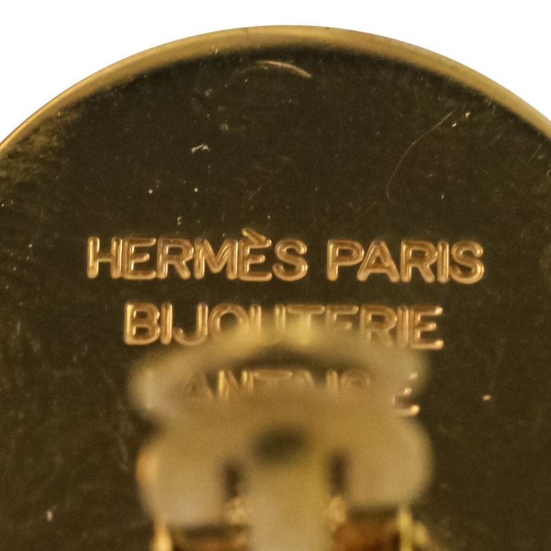 Hermes GP Serie Round Earring Gold Color Ladies Used