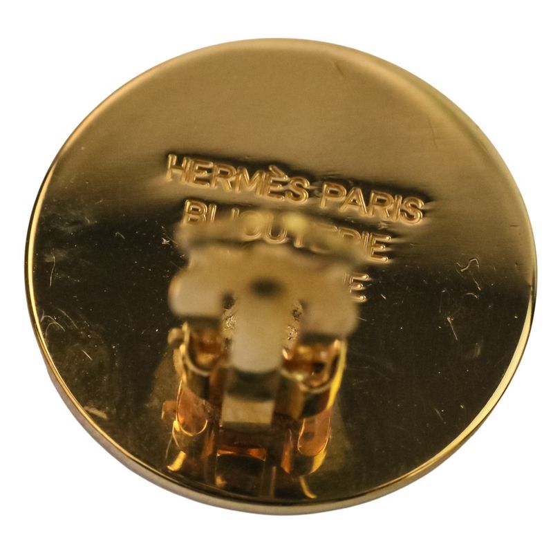 Hermes GP Serie Round Earring Gold Color Ladies Used