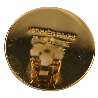 Hermes GP Serie Round Earring Gold Color Ladies Used