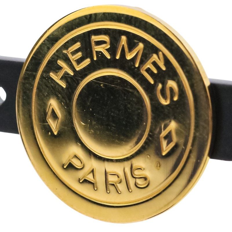 Hermes GP Serie Round Earring Gold Color Ladies Used