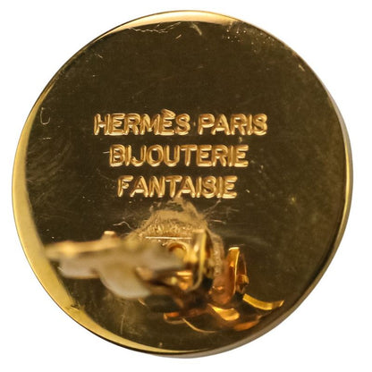Hermes GP Serie Round Earring Gold Color Ladies Used