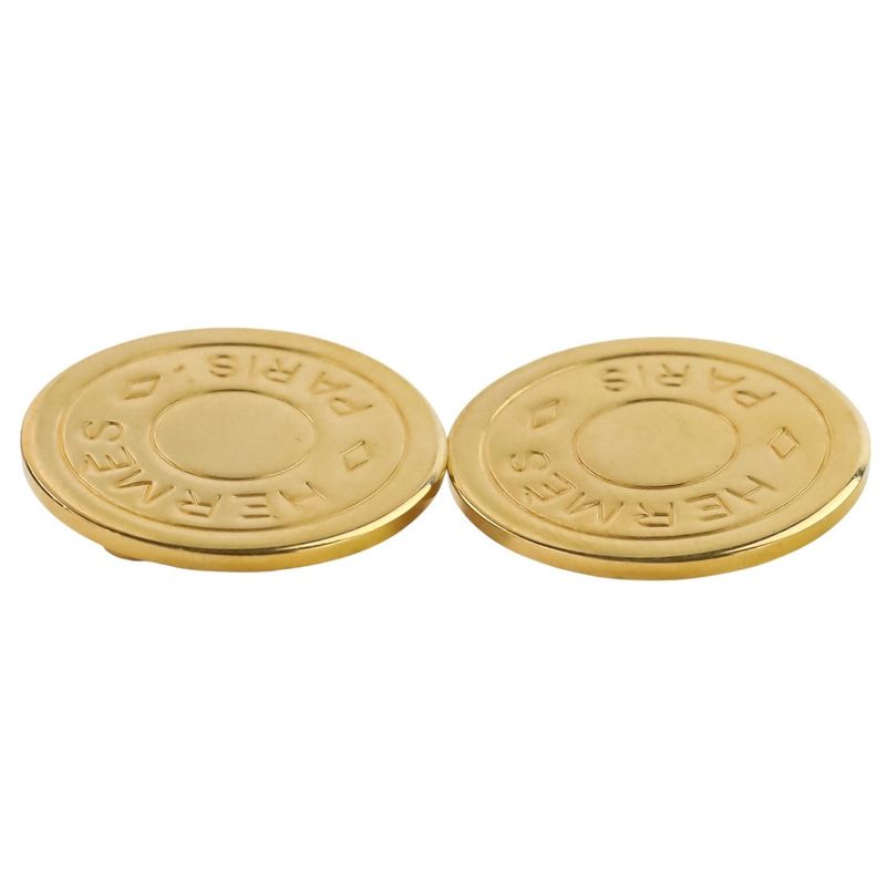 Hermes GP Serie Round Earring Gold Color Ladies Used