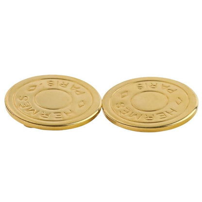 Hermes GP Serie Round Earring Gold Color Ladies Used