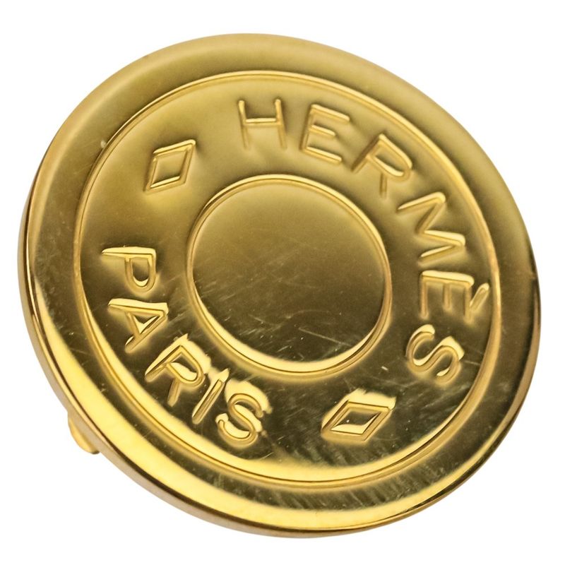 Hermes GP Serie Round Earring Gold Color Ladies Used