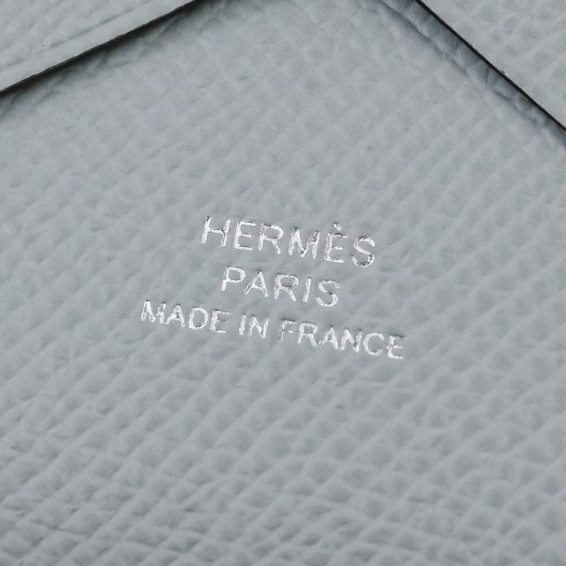 Hermes Calvi Duo Vaux Epson Leather Compact Wallet Gripin Tan Gray Marked K