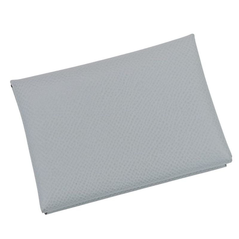 Hermes Calvi Duo Vaux Epson Leather Compact Wallet Gripin Tan Gray Marked K