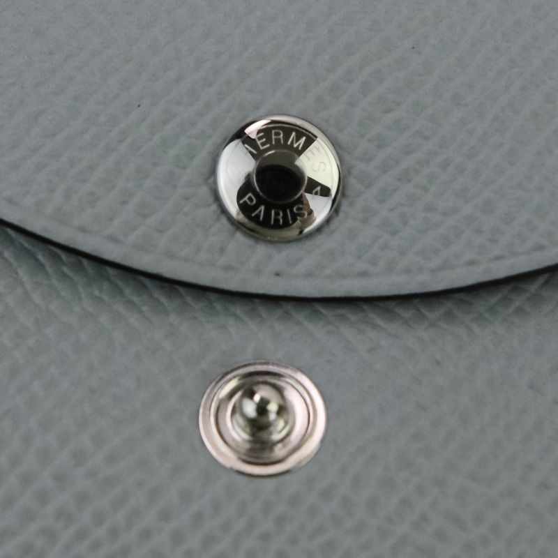 Hermes Calvi Duo Vaux Epson Leather Compact Wallet Gripin Tan Gray Marked K