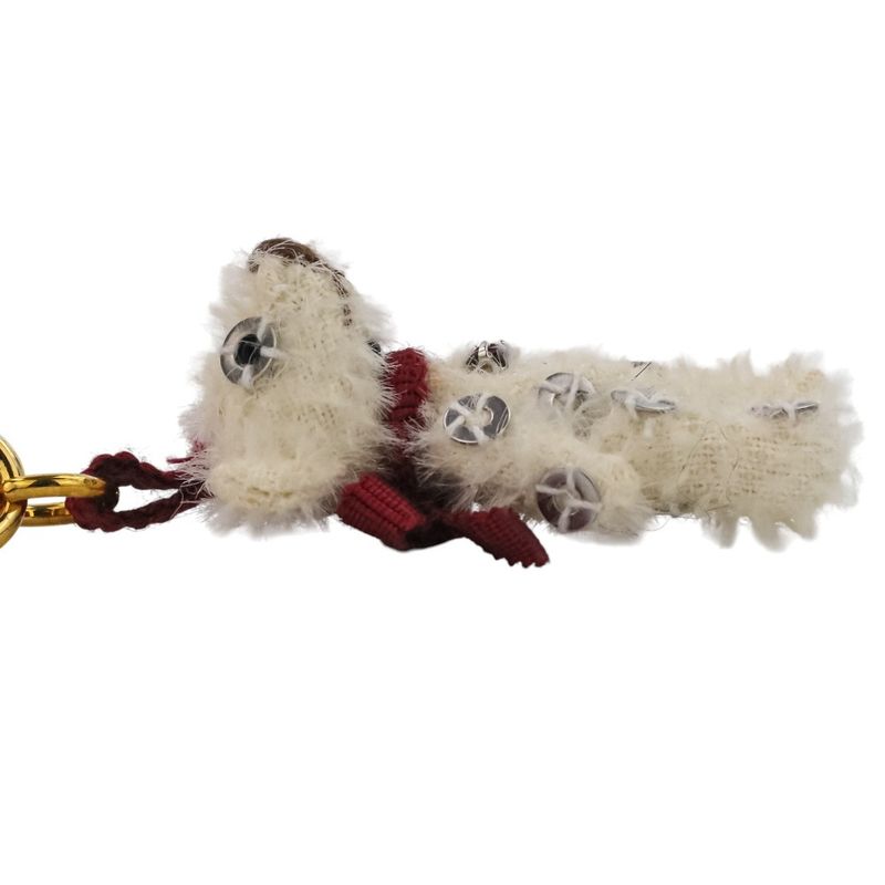Prada Sequins Bear Mini Charm Key Holder Bag Charm White Red Gold Color Women's