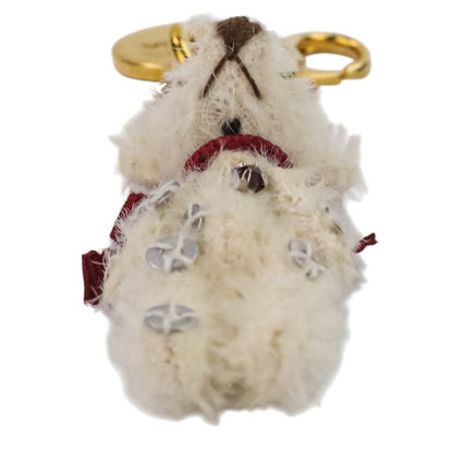 Prada Sequins Bear Mini Charm Key Holder Bag Charm White Red Gold Color Women's