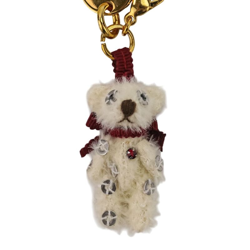 Prada Sequins Bear Mini Charm Key Holder Bag Charm White Red Gold Color Women's