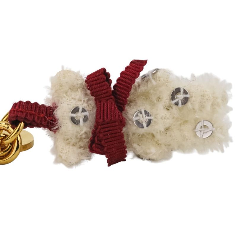 Prada Sequins Bear Mini Charm Key Holder Bag Charm White Red Gold Color Women's